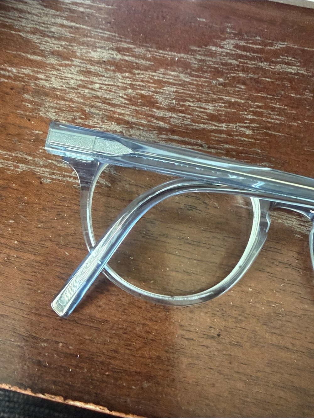 Warby Parker Percey N 780 Translucent Light Blue Round Frames with logo case - Picture 3 of 13